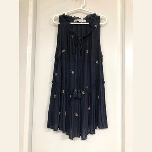 LOFT Navy Peplum Ruffle Sleeveless Top